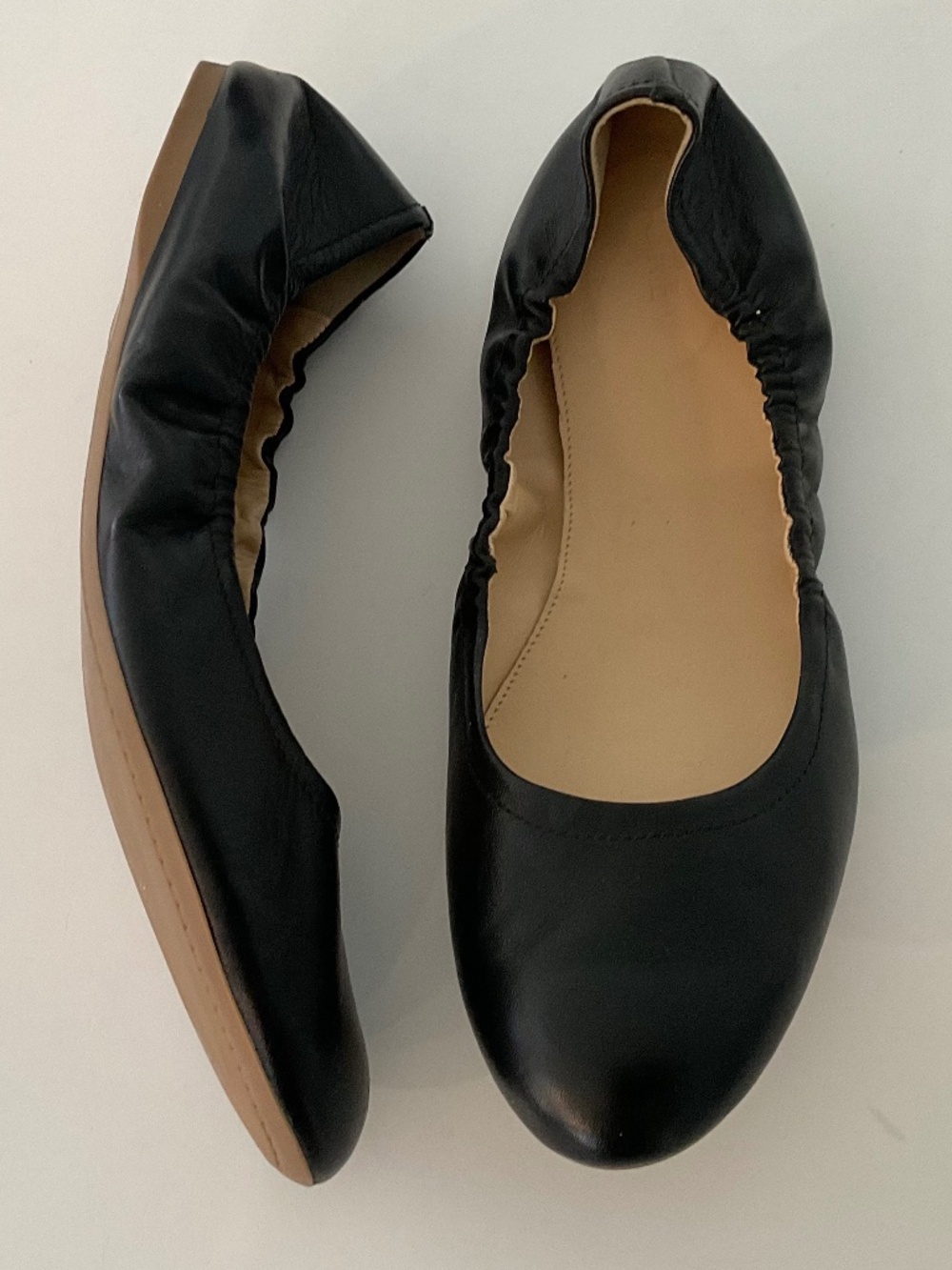 J. CREW Emma Black Leather Ballet Flats Size 10 - Picture 2 of 6